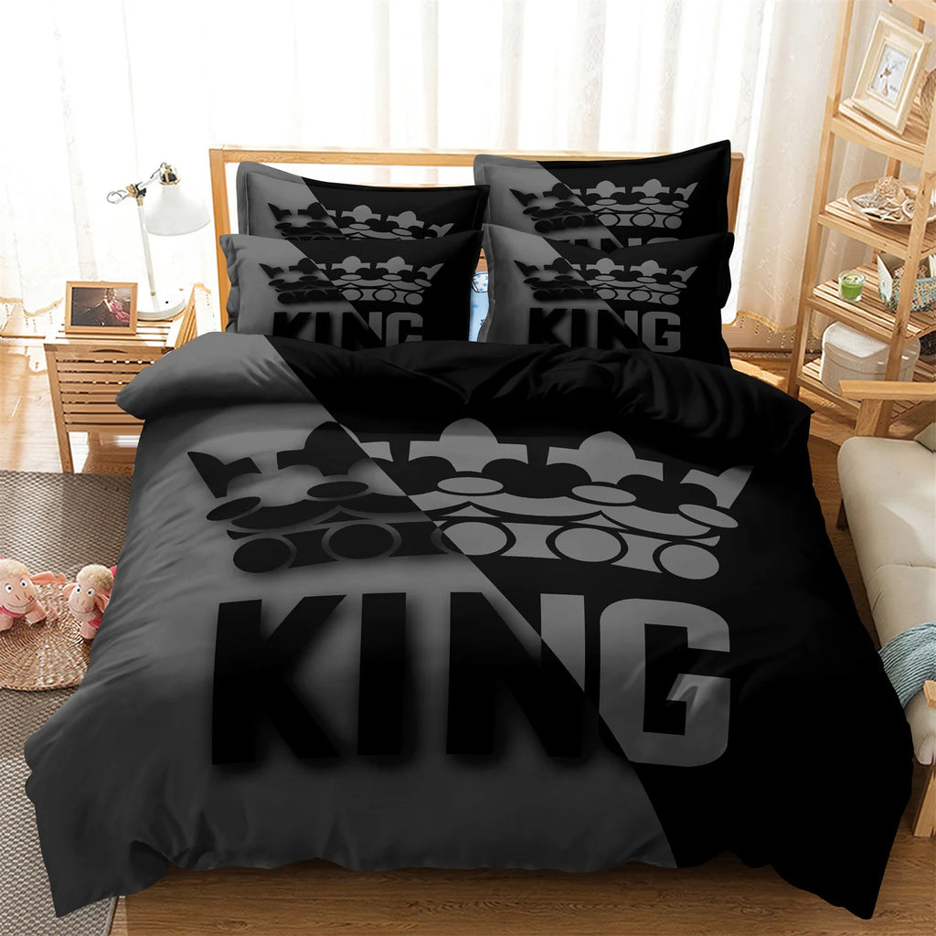 3pcs King &Queen Size Bed Pattern Down Duvet Cover Set Soft and Comfortable Bedroom and Dormitory Decoration Bedding Set