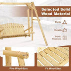 Durable 2-Seat Wooden Porch Swing with A-Frame Stand, Outdoor Patio Swing Bench, High Capacity for Backyard or Garden
