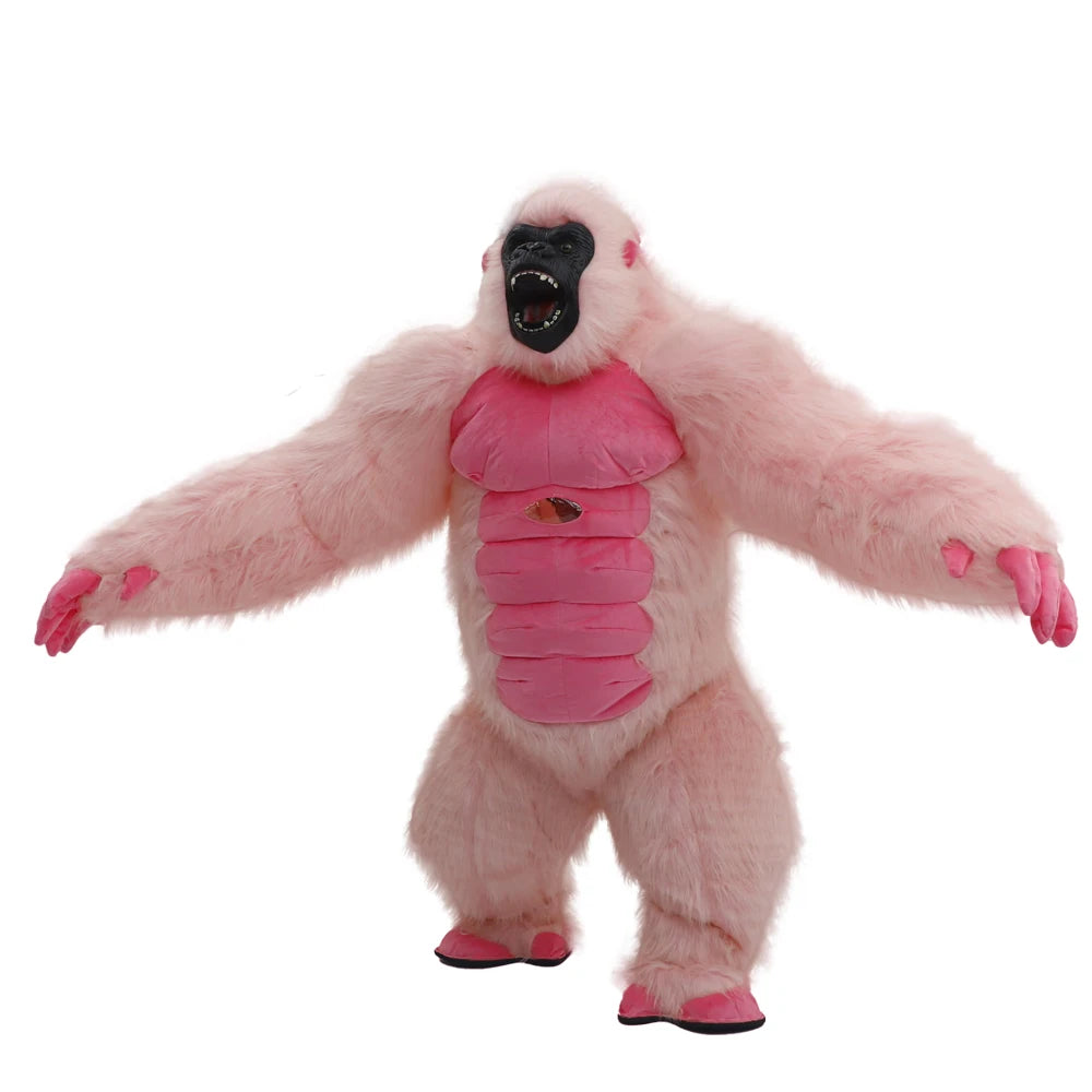 2.2M/2.6M Pink KingKong Gorilla Inflatable Costume Mascot Adult Character Cosplay Animal Birthday Party Set with Battery