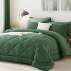 5/7 Piece Solid Color Bed Comforter Set Queen, Creative Geometric Pattern Design, Soft And Comfortable Summer Bedding Set