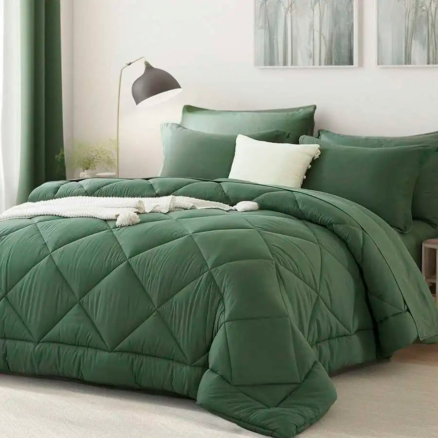 5/7 Piece Solid Color Bed Comforter Set Queen, Creative Geometric Pattern Design, Soft And Comfortable Summer Bedding Set