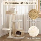 Indoor Cat Tree for Kittens, Natural Sisal, Hand - Woven Condo, 39\