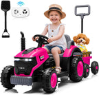 12V Kids Electric Ride On Tractor With Removable Trailer, Remote Control & Manual Drive 2 Modes, Bluetooth Music LED Light, Children Farm Ride‑on Car Toy Gift for Kids Boys Girls