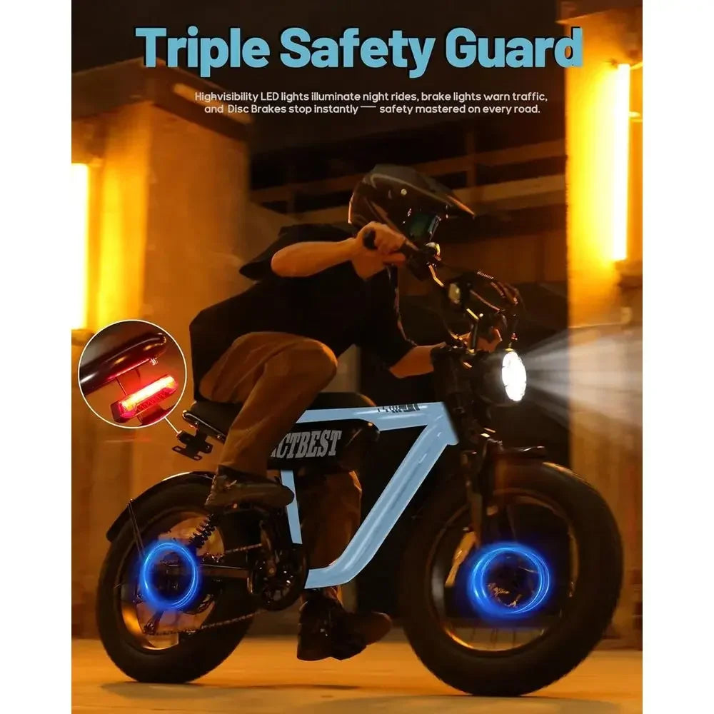 16 Adult/Teen Electric Bike: 1200W Motor, 25MPH, 55-Mile Range, Full Suspension All-Terrain