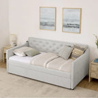 Twin Upholstered Daybed with Pop-Up Trundle and USB Charging