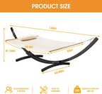 Outdoor, Backyard, Patio Use - Quilted Hammock in Cream, 450 Lbs Capacity with Stand and Pillow