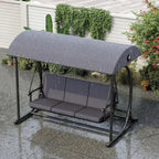 Adjustable 2-in-1 Porch Swing Bed with Cushion, Outdoor Swing Bench, Grey