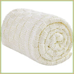 Knitted Weighted Blanket for Adults, 12lbs 48"x72", Breathable Chunky Knit, Cooling Heavy Blanket for Hot Sleepers, Ivory White