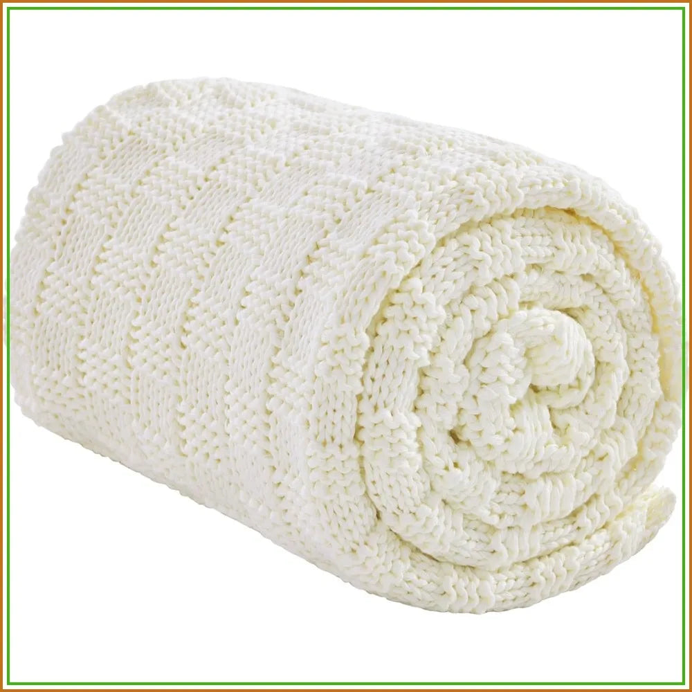 Knitted Weighted Blanket for Adults, 12lbs 48"x72", Breathable Chunky Knit, Cooling Heavy Blanket for Hot Sleepers, Ivory White