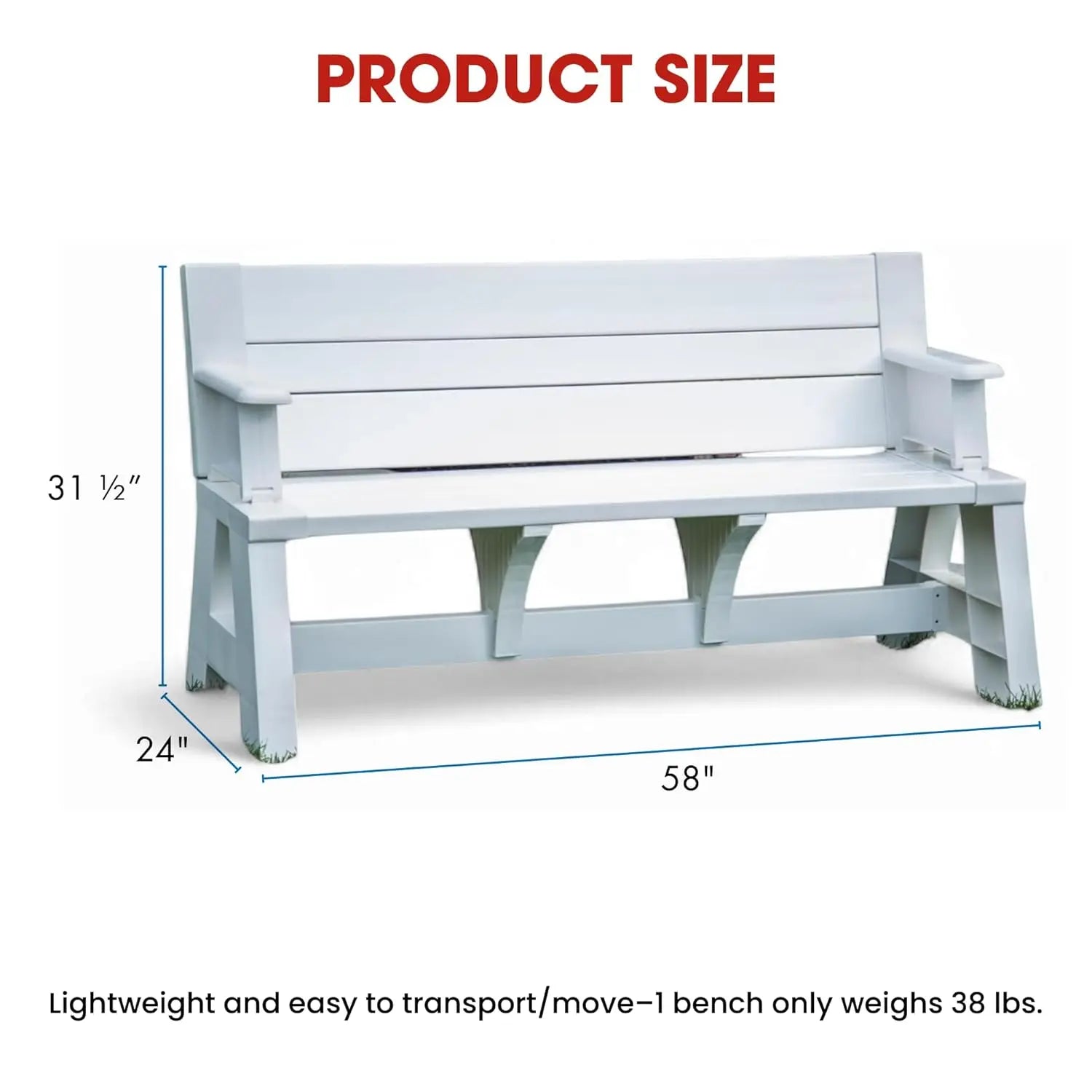 Gen 1 2-in-1 Outdoor Convertible Bench to Picnic Table | Space-Saving, Weather-Resistant Patio Furniture for Yard,, Customized
