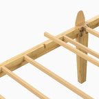 Twin XL Bamboo Platform Bed Frame With Scalloped Headboard 14 Inch Height Metal Slat Support