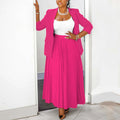 Two Piece Set Plus Size Clothes Spring Autumn V-Neck Long Sleeve Top Maxi Skirt Women Sets Streetwear Casual Office Lady Suit