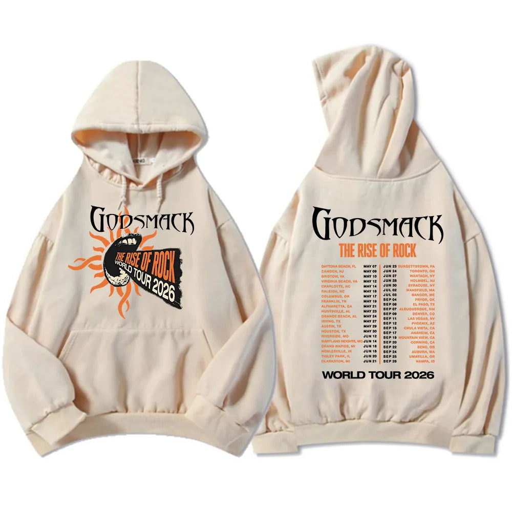 GODSMACK The Rise of Rock Tour 2026 Hoodies Loose Casual Men Women Pullovers Graphic Merch Fleece Long Sleeve Hooded Sweatshirts