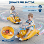 12V Kids Electric Wiggle Ride-On Car With Pedal, Rechargeable Cartoon Cat Twist Toy Vehicle For Toddlers Indoor Outdoor Ride