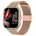 Full Touchscreen Smartwatch for Men and Women, Wireless Bluetooth for Making/answering Calls, 100+ Sports Modes, Weather, Stopwatch, Timer, Alarm Clock, Alloy Case, Stainless Steel Strap, Stylish and Minimalist Design, Compat