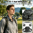 Unisex Rechargeable Hands Free Fan Bucket Hat UPF 50+ Waterproof Breathable Wide Brim Sun Hat Long Lasting Battery For Fishing Beach Gardening Safari