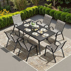 Farini 7-Piece Outdoor Dining Set for 6, Patio Table with 6 Chairs, Garden Furniture for Backyard, Deck, Poolside