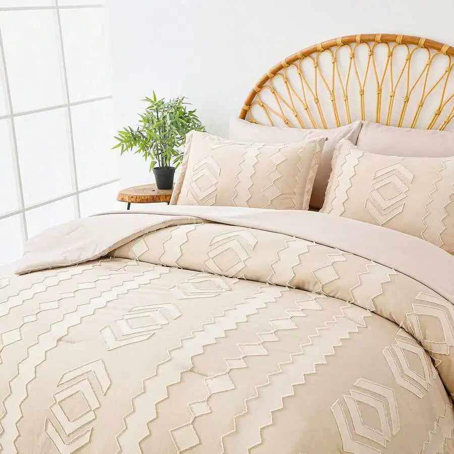 7-Piece Cozy Cut Flower Comforter Sets Queen - Soft Microfiber, Lightweight, Breathable - Twin/Full/Queen/King Summer Bedding Se