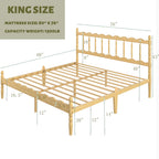 Twin XL Bamboo Platform Bed Frame With Scalloped Headboard 14 Inch Height Metal Slat Support
