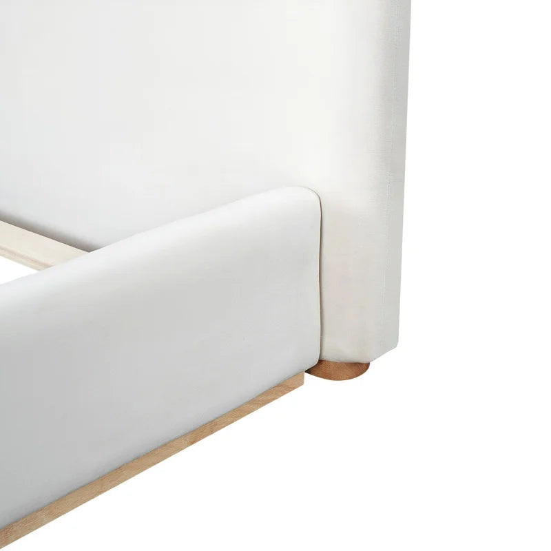 Elegant White Upholstered King Bed with Solid Wood Frame for Ultimate Comfort