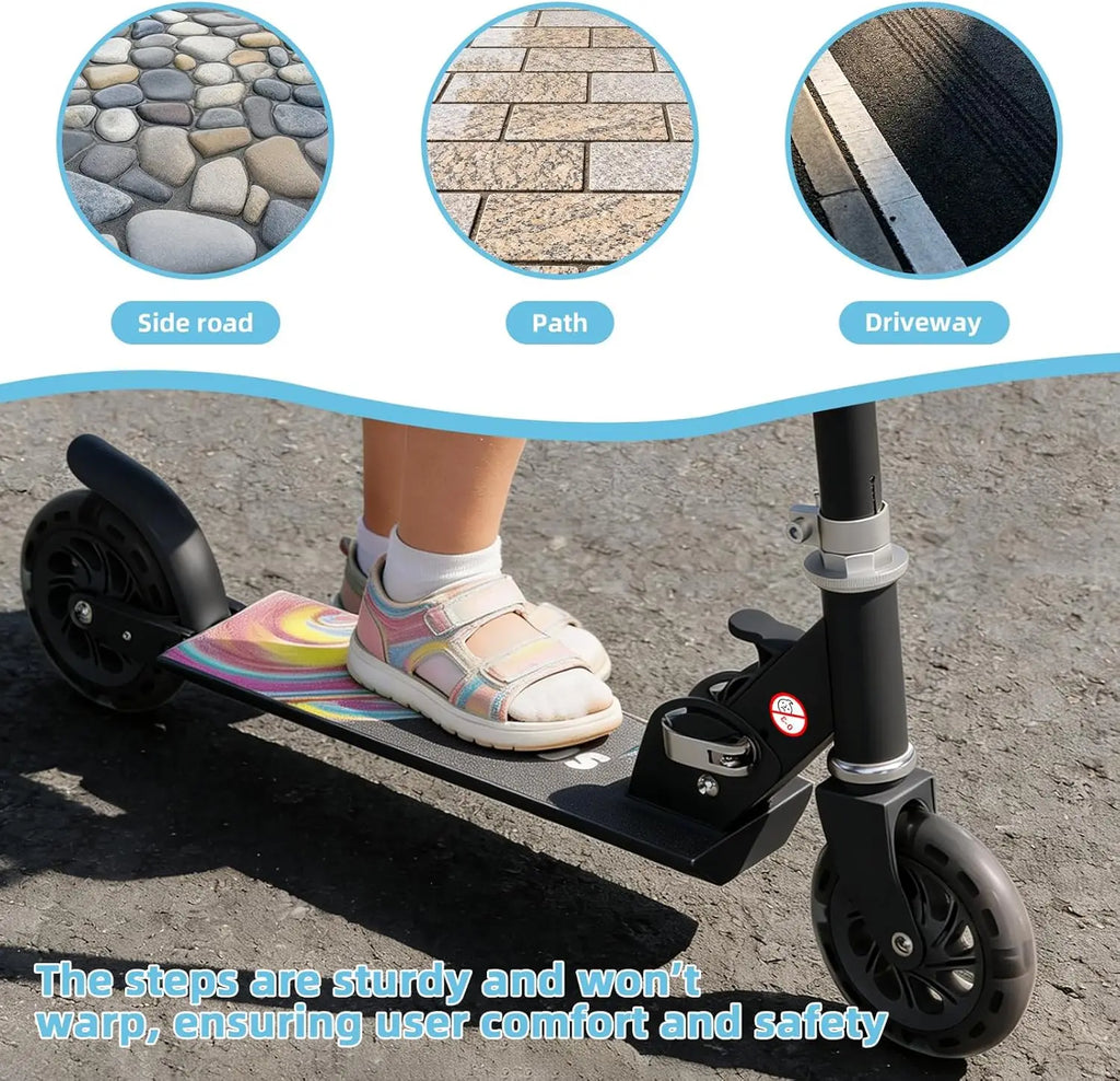 Kick Scooter for Ages 3+,Kid, Teens Light-Up ABEC-10 Wheels Foldable Kick Scooters for Girls Boys with 3 Adjustable Handlebar and Rear Brake