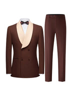 Men's Double Breasted Suit 2-Piece Set, Shawl Collar Waffle Texture Blazer Jacket & Pants, Formal Wedding Prom Business Wear