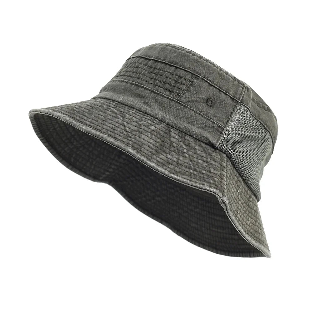 Spring Summer Washed Cotton Mesh Breathable Bucket Hats for Men Women Casual Panama Hat Hiking Camping Outdoor Hat Unisex