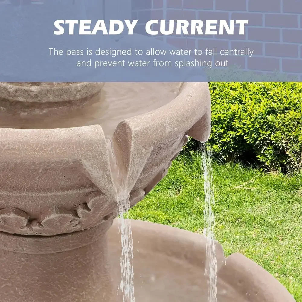 3-Tier Bubbler Fountain, 48.4 Outdoor Waterfall for Yard and Garden Decor