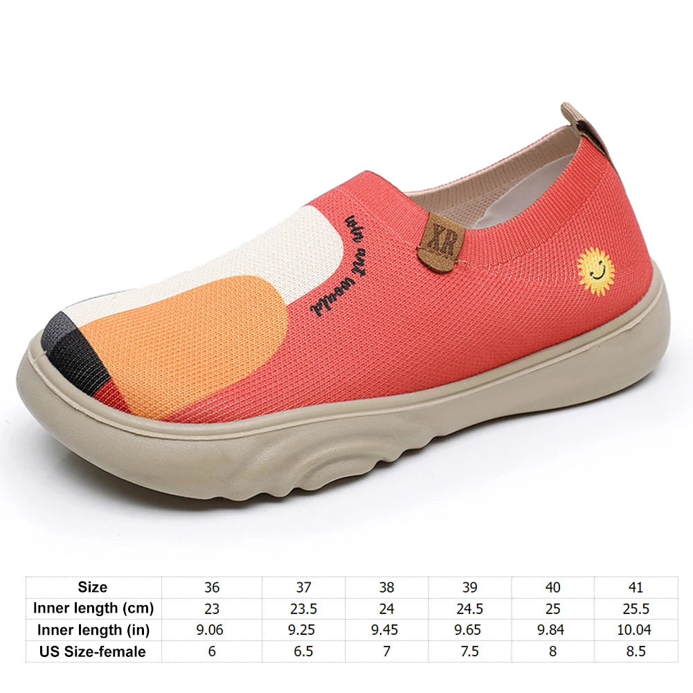 Women Painted Loafers Anti Slip Floral Art Sneakers Breathable Fashion Travel Shoes Casual Walking Shoes for Outdoor Travel
