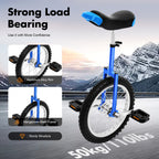 16 Inch Unicycle Outdoor One Wheel Bike Height Adjustable 28-32in 110lbs Capacity Manganese Steel for Balance Training Fitness
