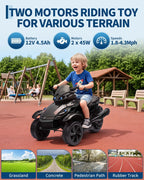 12V Dual Motor Kids Electric Ride-On Car – Up to 4 MPH, Music & Colorful Lights, 66 lbs Capacity, Outdoor 3-Wheels Battery Powered Vehicle Toy Tricycle for Boys & Girls Ages 3-6