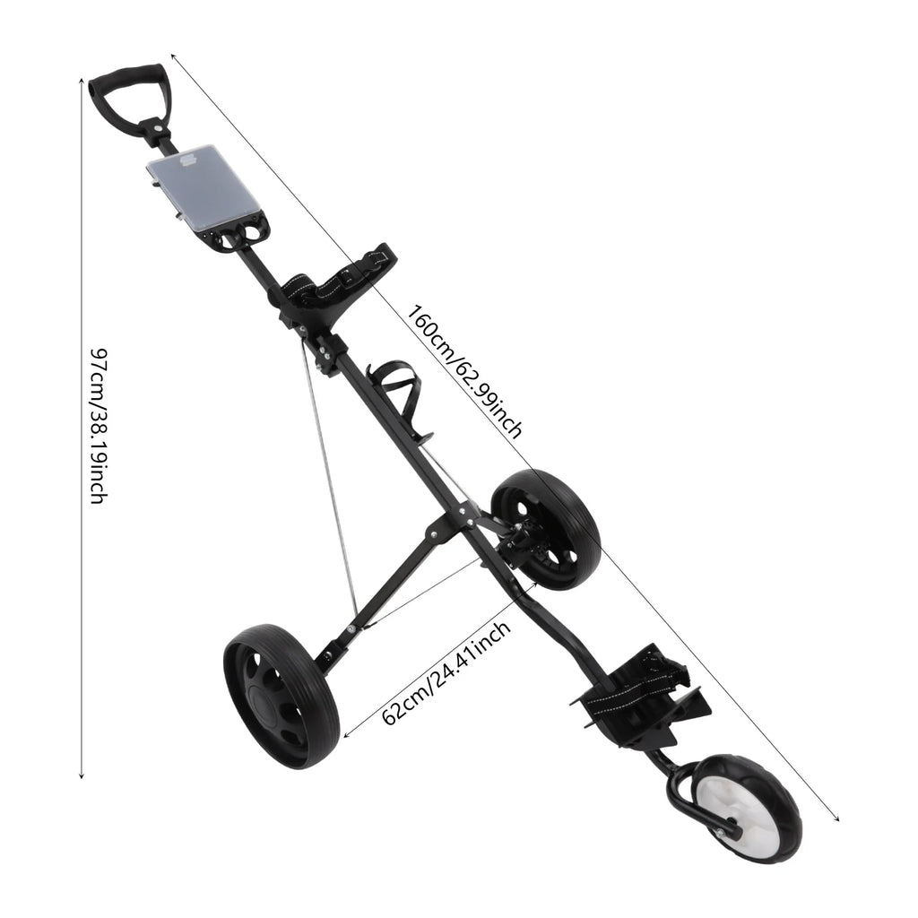 Golf Push Cart, Compact Golf Push Cart, Foldable 3 Wheel Golf Push Cart