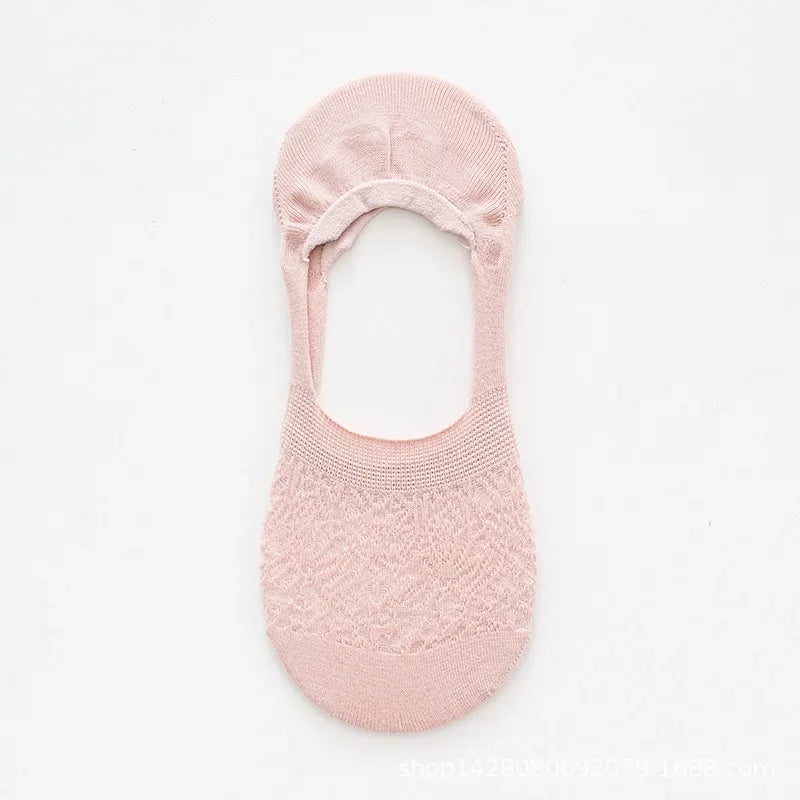 Fashion Non-slip Silicone Lace Ankle Socks Women Invisible Hollow Out Cotton Summer Boat Socks Breathable Short Low Cut Socks