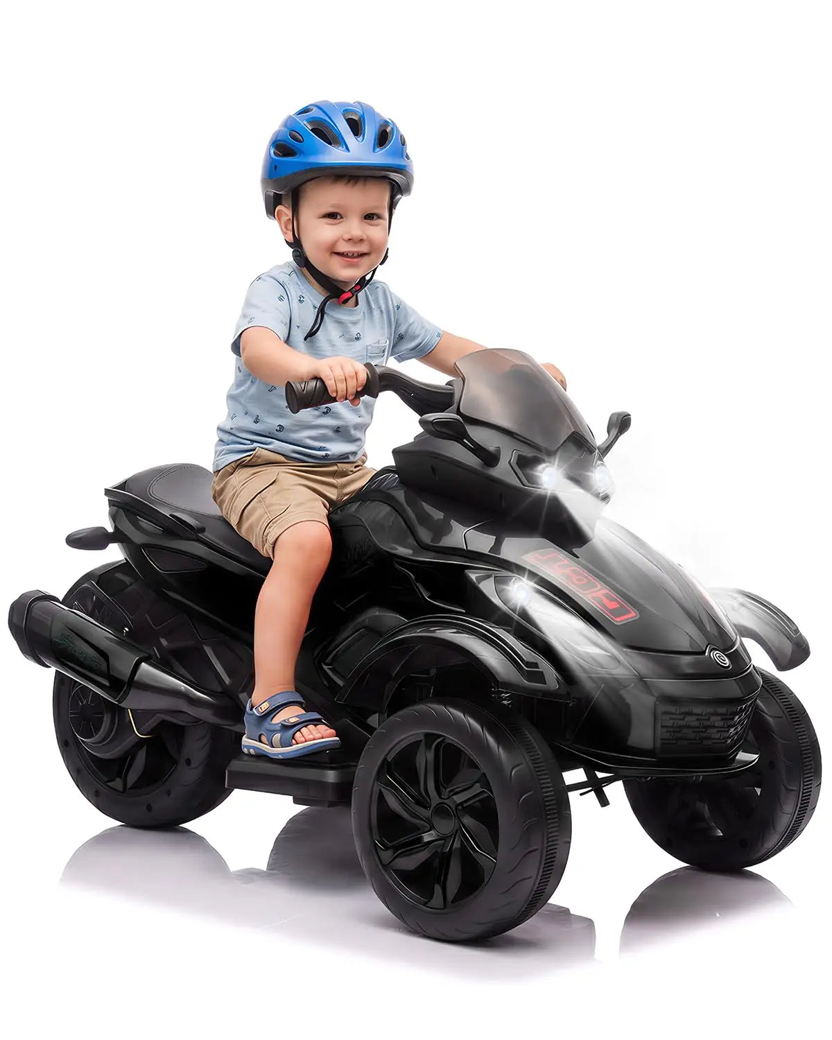 12V Dual Motor Kids Electric Ride-On Car – Up to 4 MPH, Music & Colorful Lights, 66 lbs Capacity, Outdoor 3-Wheels Battery Powered Vehicle Toy Tricycle for Boys & Girls Ages 3-6