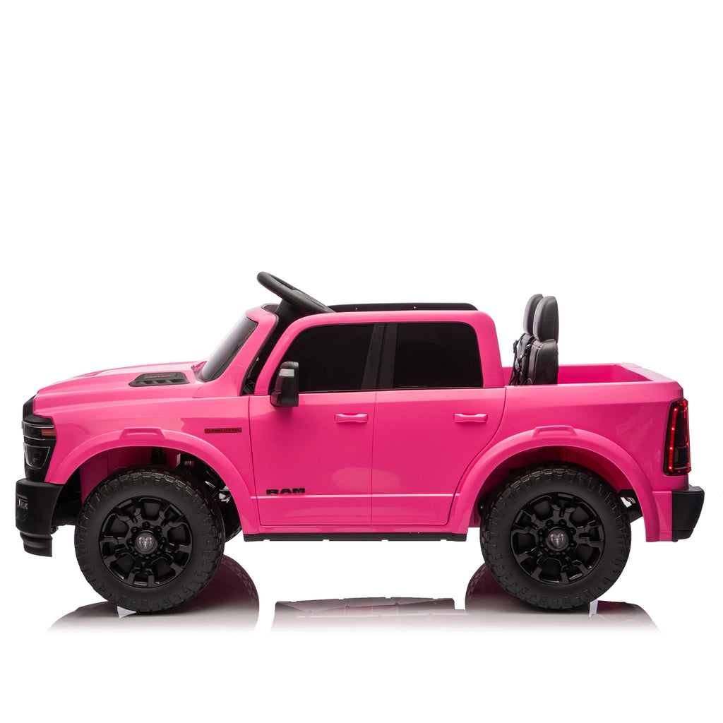24V 160W Kids Ride on Electric Truck with Parent Remote Control Suspension LED Lights Bluetooth Music Storage for Kids Pink