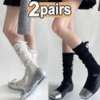 1/2/5 Pairs Lolita Long Socks Women Summer Ultra Thin Breathable Bandage Ribbon Bow Sweet Girls JK Style Black White Stockings