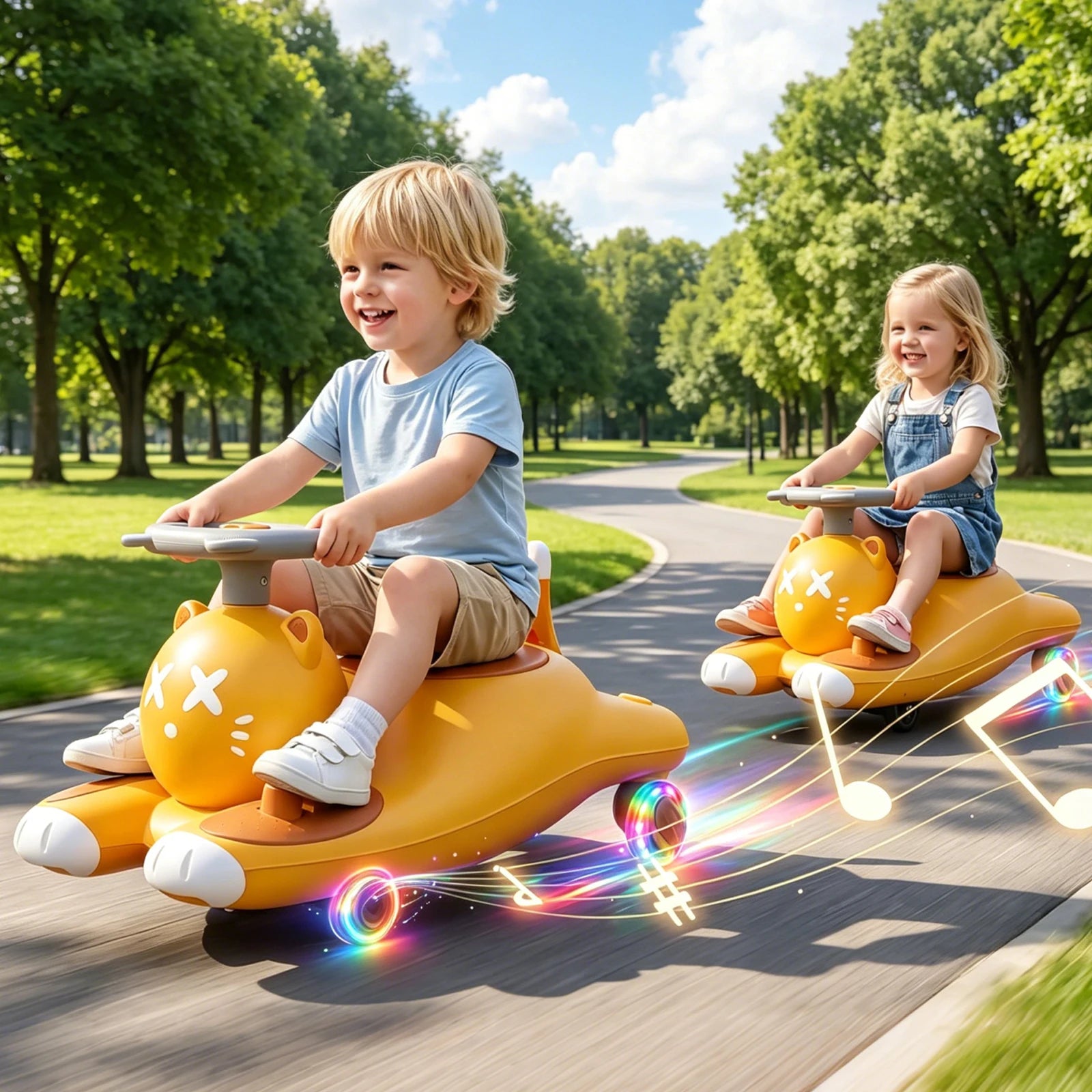 Kids Electric Wiggle Ride On Car With Pedal, 6V/12V Battery Powered Twist Car, Cartoon Cat Toddler Rideable Toy For Boys Girls