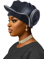 New Model, High-End, Traditional, Three-Dimensional Shaped Snail-Style Women's Hat The Delicate Flower Bud Design on the Side, Surrounded by Double Silver Edges. Suitable for Weddings, Celebrations, Dinners, Festival Gatherin