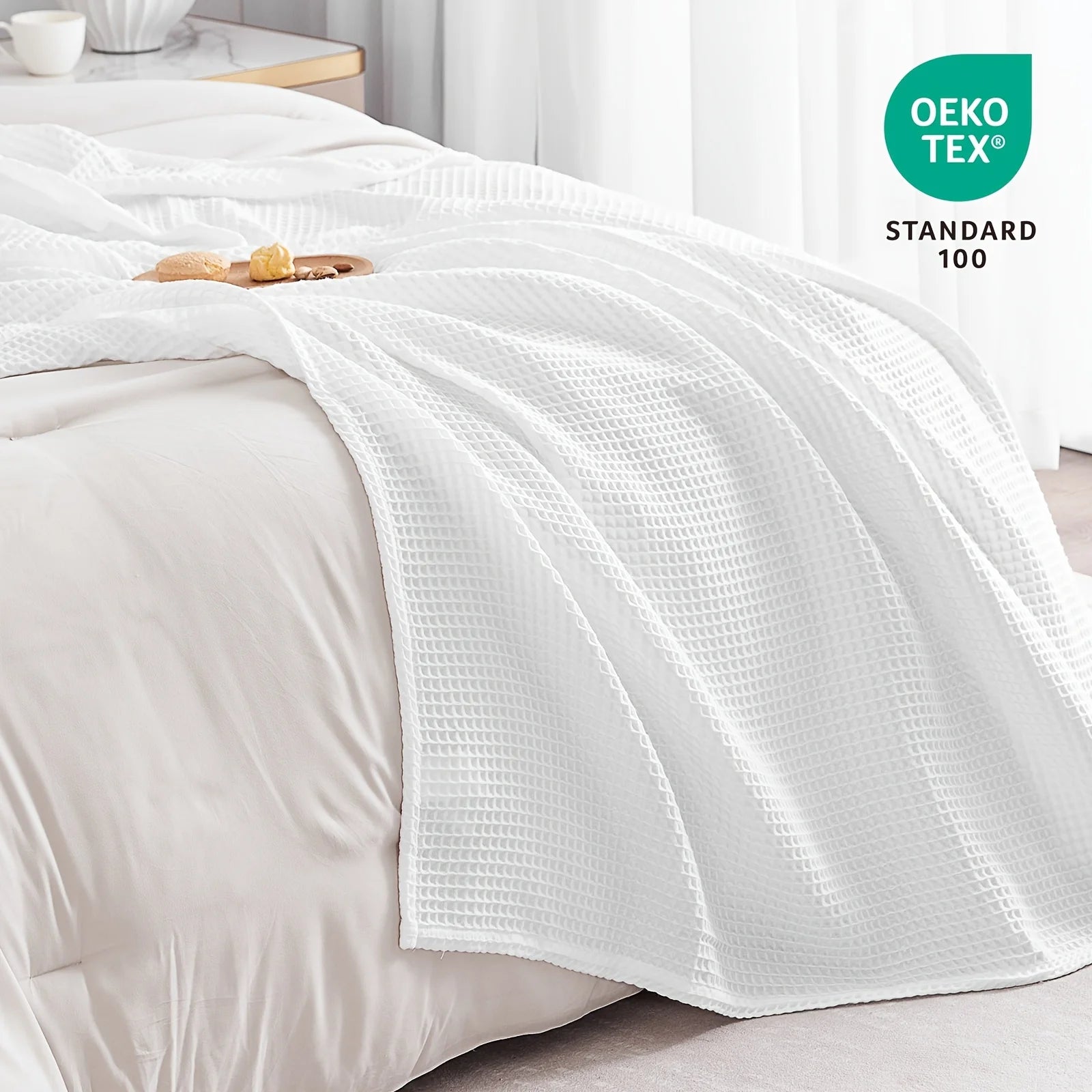 1pc Lightweight Waffle Weave Cooling Blanket for Hot Sleepers, Breathable Summer Blanket Full/Queen Size, Cozy Woven Textured Blanket for Couch Bed Sofa Home Decor