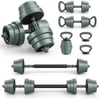 Adjustable 4-in-1 Free Weight Set: Dumbbells, Barbells, Kettlebells, Push-up Stands for Home Gym Workout