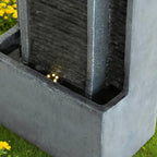 40 Inch Modern Outdoor Water Fountain, Floor Standing Cascading Waterfall with Contemporary Curves, Suitable for Porch, Office, Home Garden, Patio