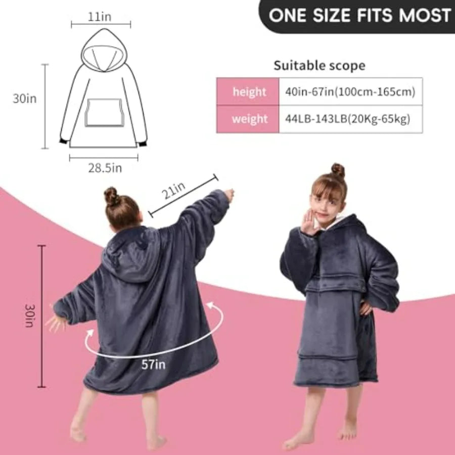 Wearable Blanket Hoodie,Oversized Blanket Sweatshirt with Sherpa Teen Girl Gifts for,Youth, Boys, Girls, 8-15 Year Old Girl Boy