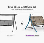 3-Seat Deluxe Outdoor Patio Porch Swing with Weather Resistant Steel Frame, Adjustable Tilt Canopy, Beige