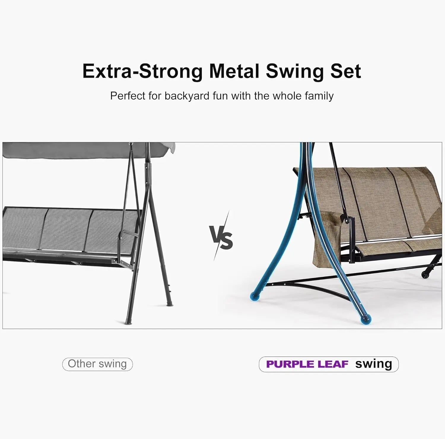 3-Seat Deluxe Outdoor Patio Porch Swing with Weather Resistant Steel Frame, Adjustable Tilt Canopy, Beige