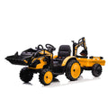 24V 3-in-1 Ride-On Tractor with Excavator & Bulldozer Modes — Kids Electric Construction Vehicle with Trailer, Digger, Shovel Bucket, Parent Remote Control, LED Lights, Music & USB, Battery
