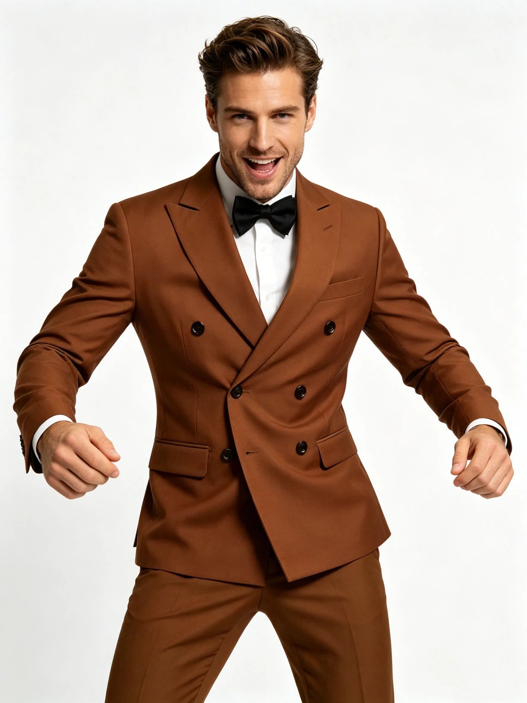 Suits for Men, 2 Piece Slim Fit Suit with Double Breasted Blazer and Tuxedo Pants
