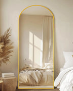 Full-Length Floor Mirror with Stand, 58"x18" Arched Style Full Body Standing Mirror for Bedroom, Living Room, Gym,, Customized