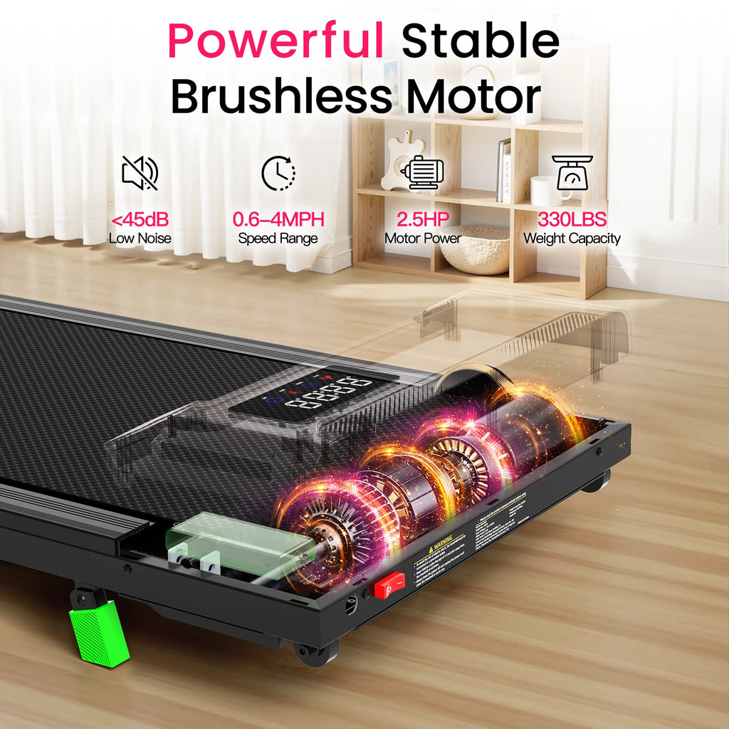 Akluer Walking Pad Treadmill, Portable Under Desk Treadmill 330lbs Capacity, Compact Treadmills Mini Walking Pad, 2.5HP Portable Treadmills with Remote Control, for Home Office Small Space