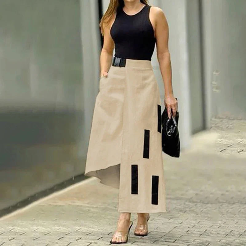 2026 New Women's Skirt High Waist Printed Asymmetric Elegant High Street A-line Skirts Spring and Summer Fashion Bottoms