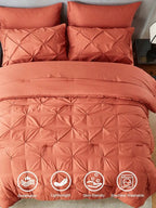 5Pcs/7-Pcs Queen Pinched Pleat Bed Comforter Sets Queen - Luxurious, Soft, Breathable, And Cooling Summer Bedding For All Season